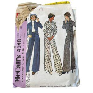 Vintage McCalls 4148 Unlined Jacket and Pants Sewing Pattern 1974 Bust 30.5 CUT